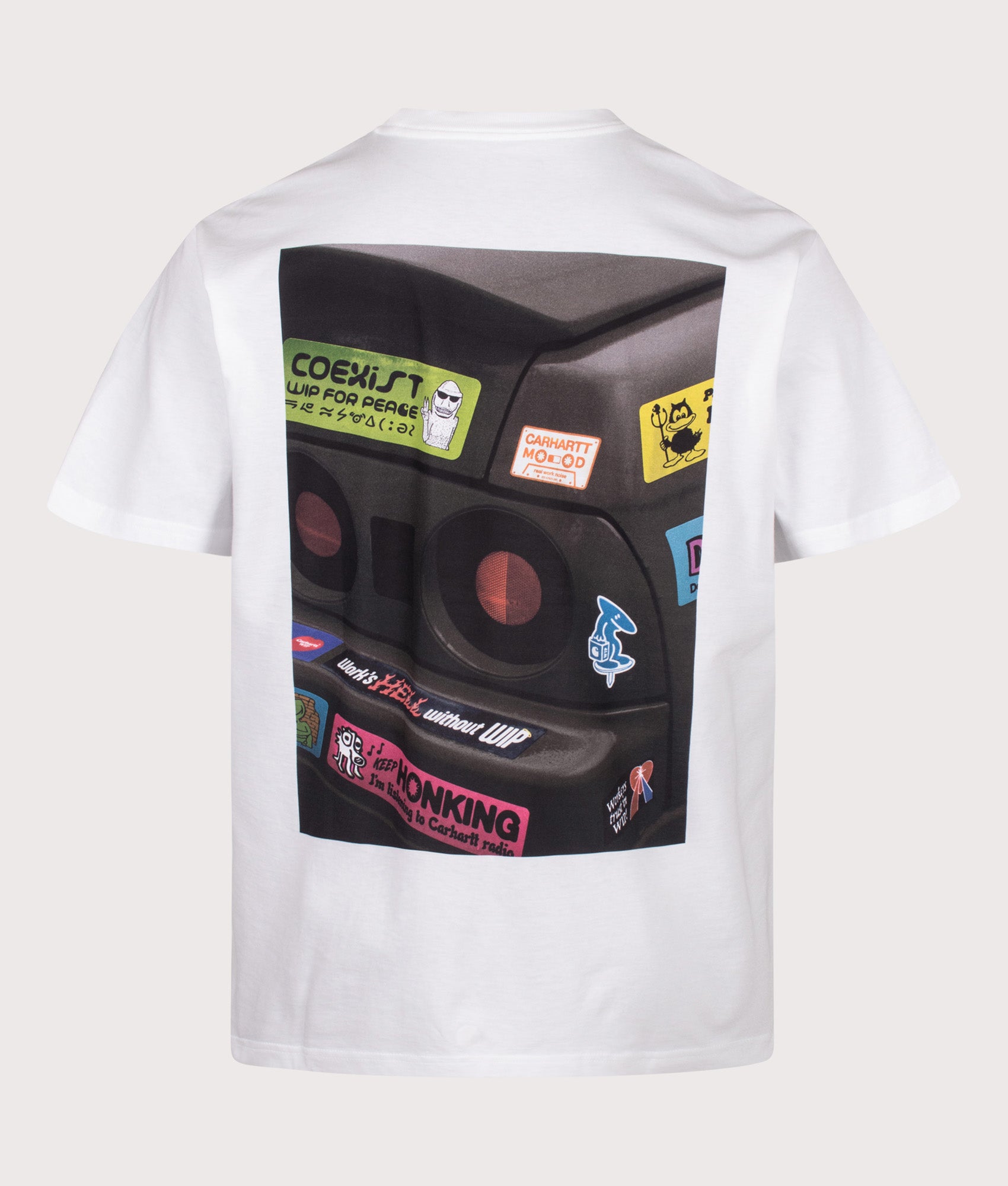 Carhartt WIP Loose Fit Bumper Car T-Shirt in White at EQVVS Menswear.  Back shot.