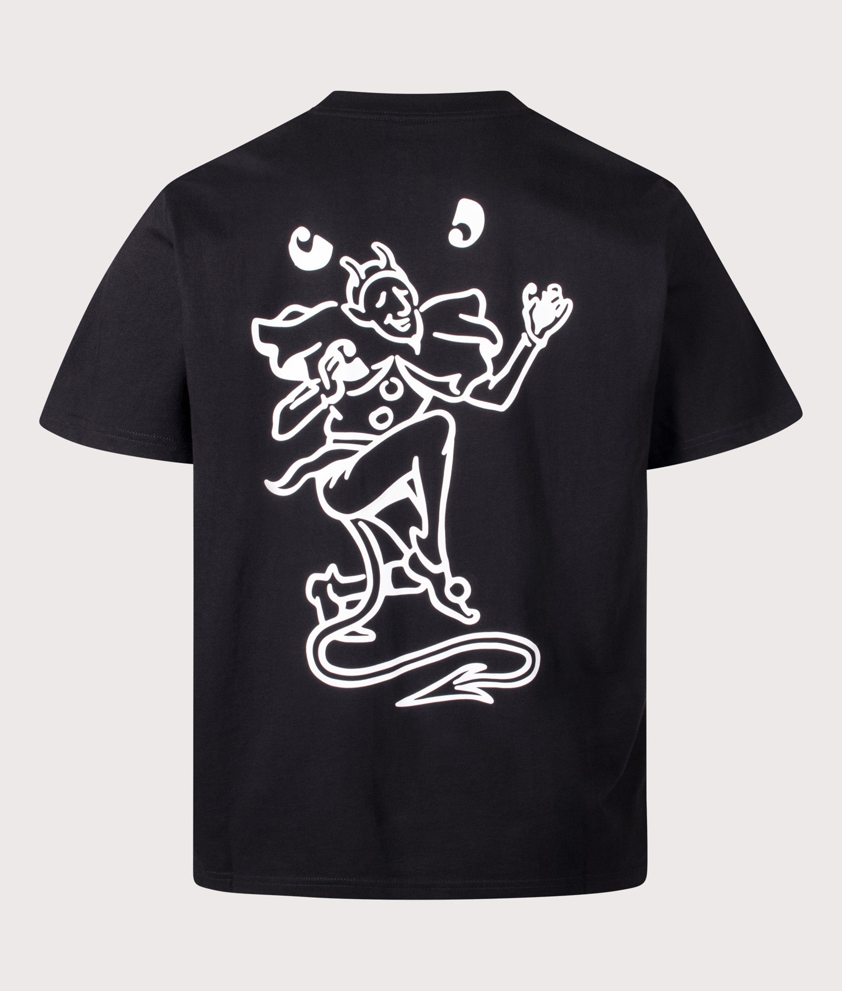 Carhartt WIP Loose Fit Playing Cards T-Shirt in Black at EQVVS Menswear. Back shot.