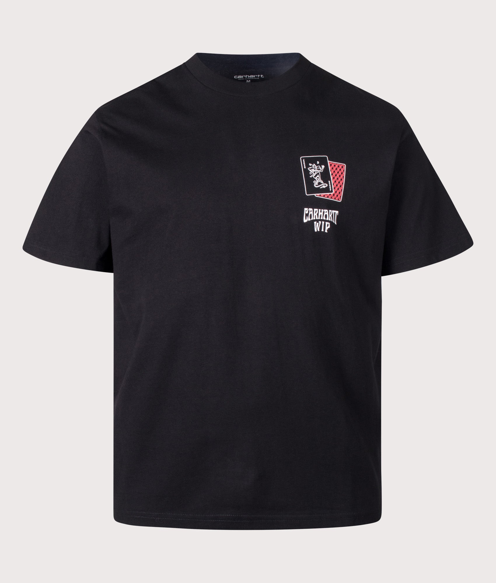 Carhartt WIP Loose Fit Playing Cards T-Shirt in Black at EQVVS Menswear. Front shot.