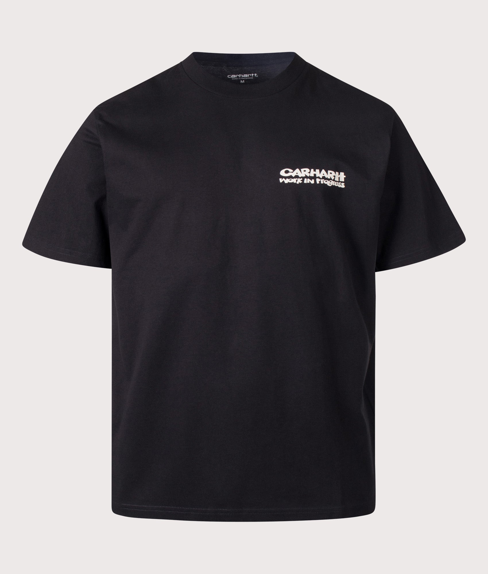 Carhartt WIP Loose Fit Cubist T-Shirt in Black at EQVVS Menswear. Front shot.