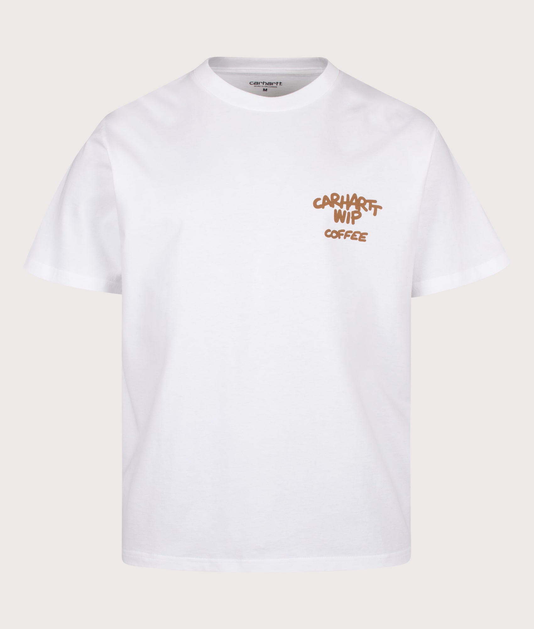 Carhartt WIP Loose Fit Coffee Break T-Shirt in White at EQVVS Menswear. Front shot.