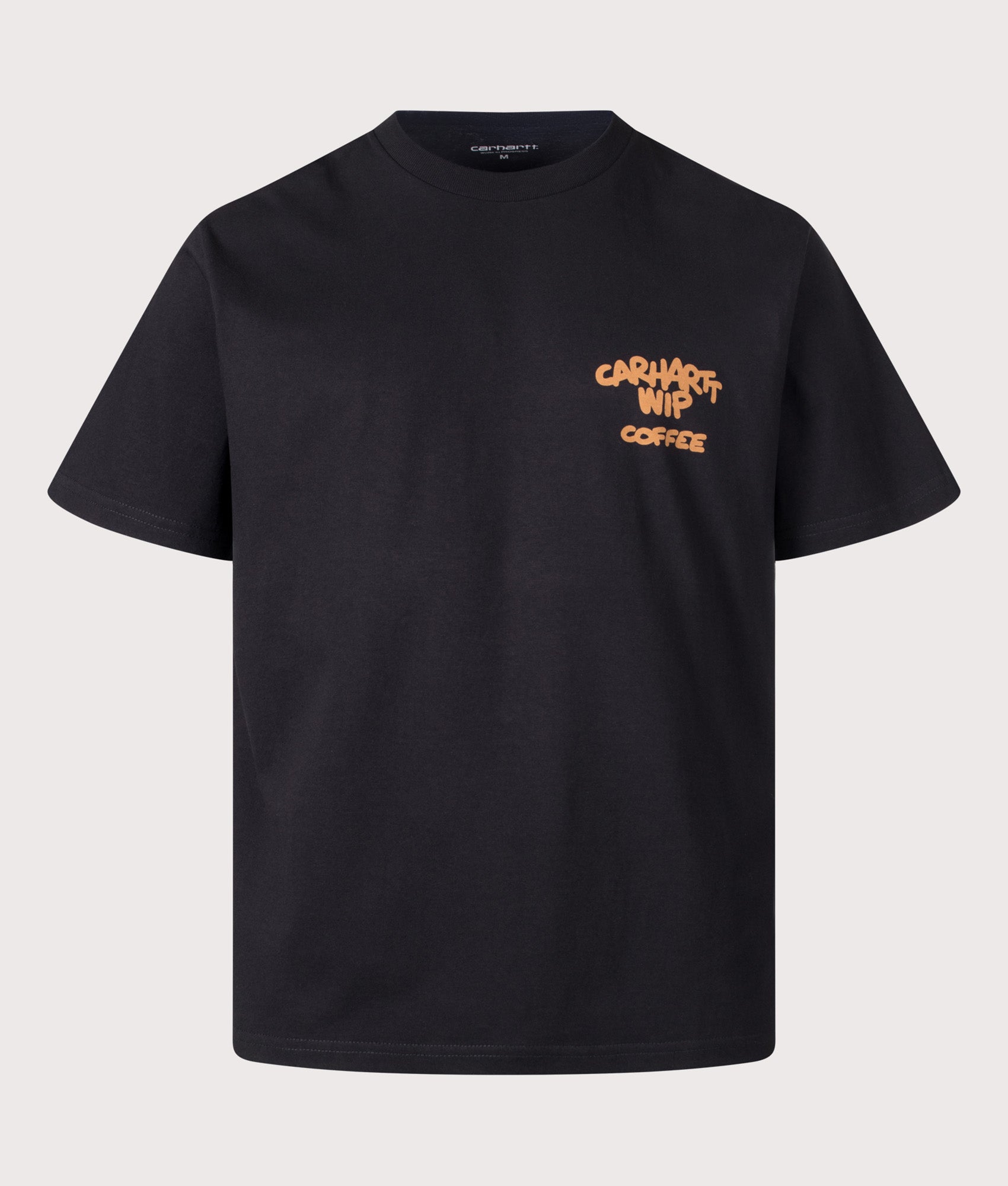 Carhartt WIP Loose Fit Coffee Break T-Shirt in Black at EQVVS Menswear. Front shot.