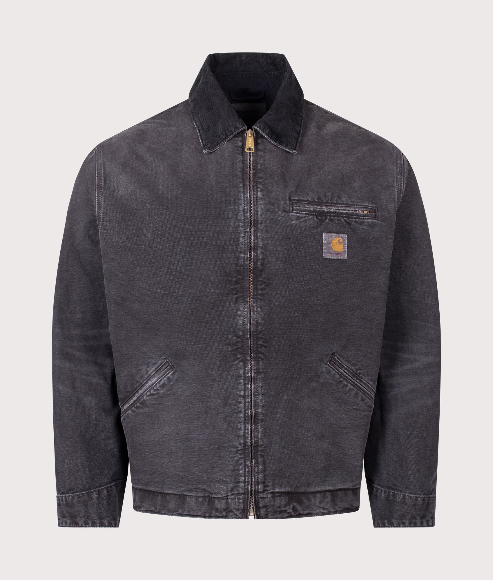 Carhartt WIP Loose Fit OG Detroit Jacket in Black at EQVVS Menswear. Front shot.