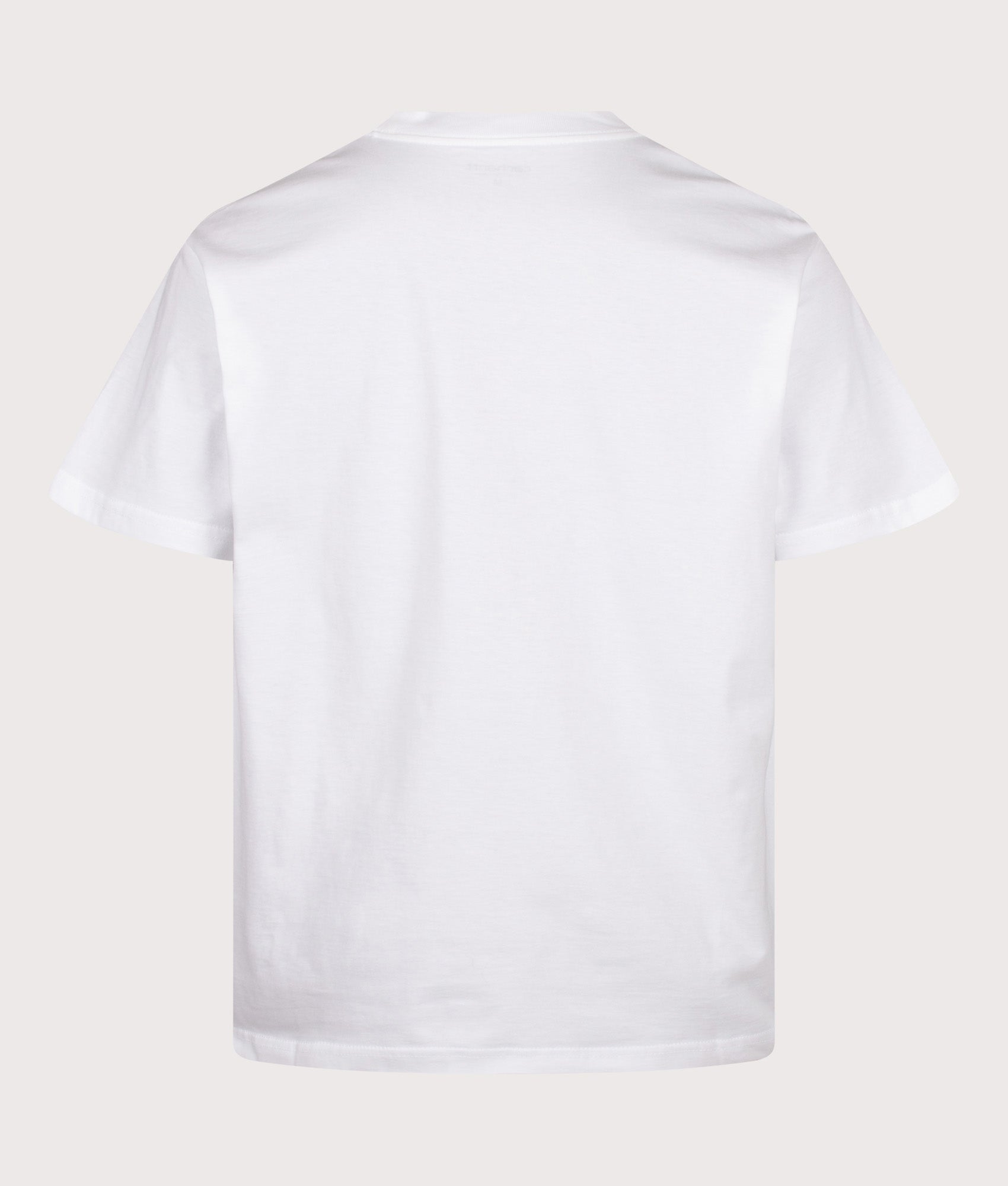 Carhartt WIP Loose Fit Deck T-Shirt in White at EQVVS Menswear. Back shot.