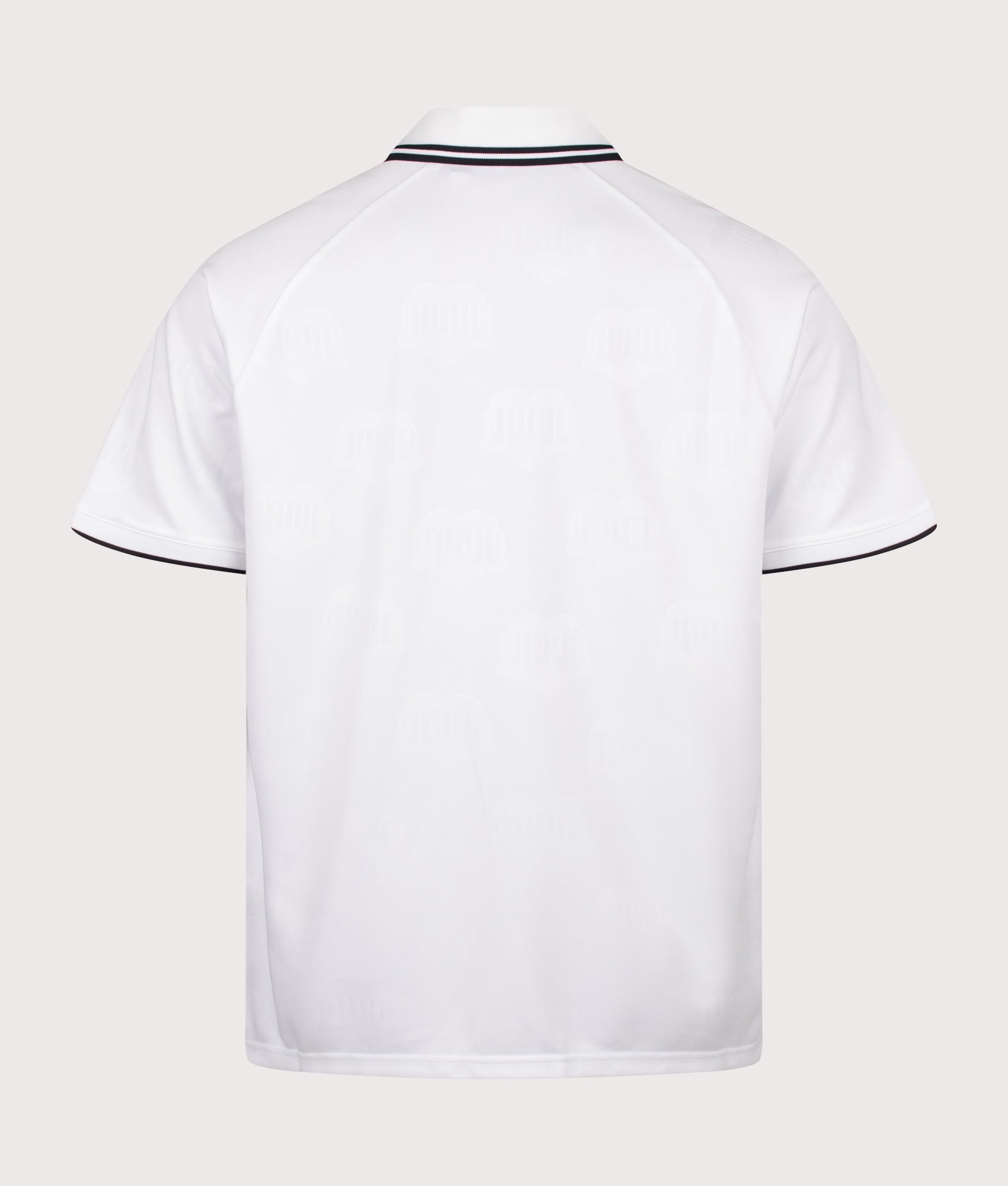 Carhartt WIP Loose Fit Terrace Football T-Shirt in Heart Train Jacquard and White at EQVVS Menswear. Back shot.