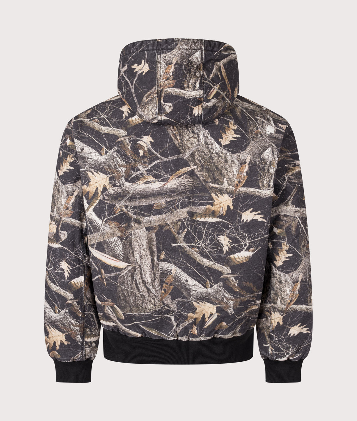 Carhartt WIP Loose Fit OG Active Jacket  in Heavy stone wash Camo Feather Tree/Black at EQVVS Menswear. Back shot.