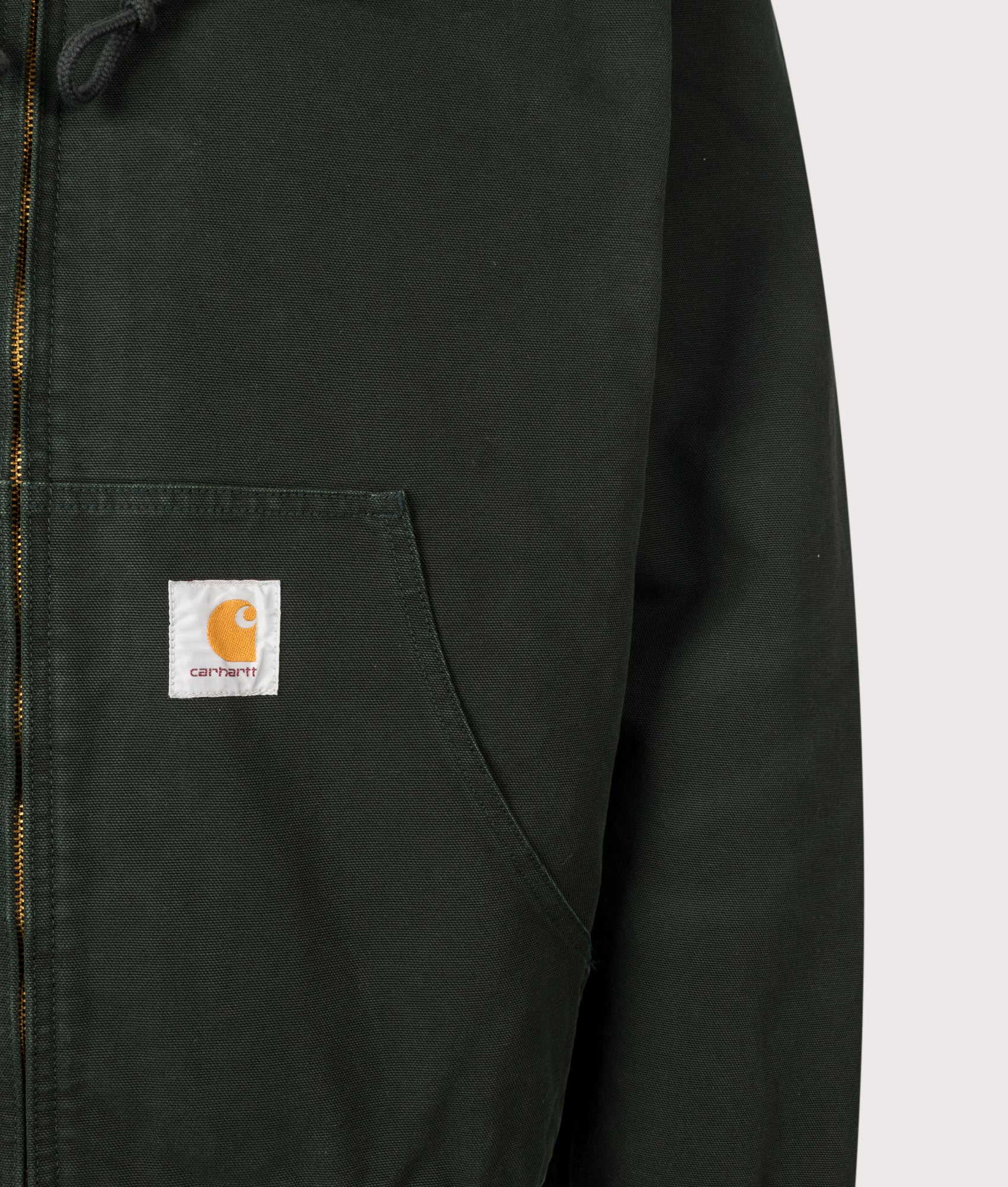 Carhartt WIP Loose Fit OG Active Jacket  in Raven at EQVVS Menswear. Detail shot.