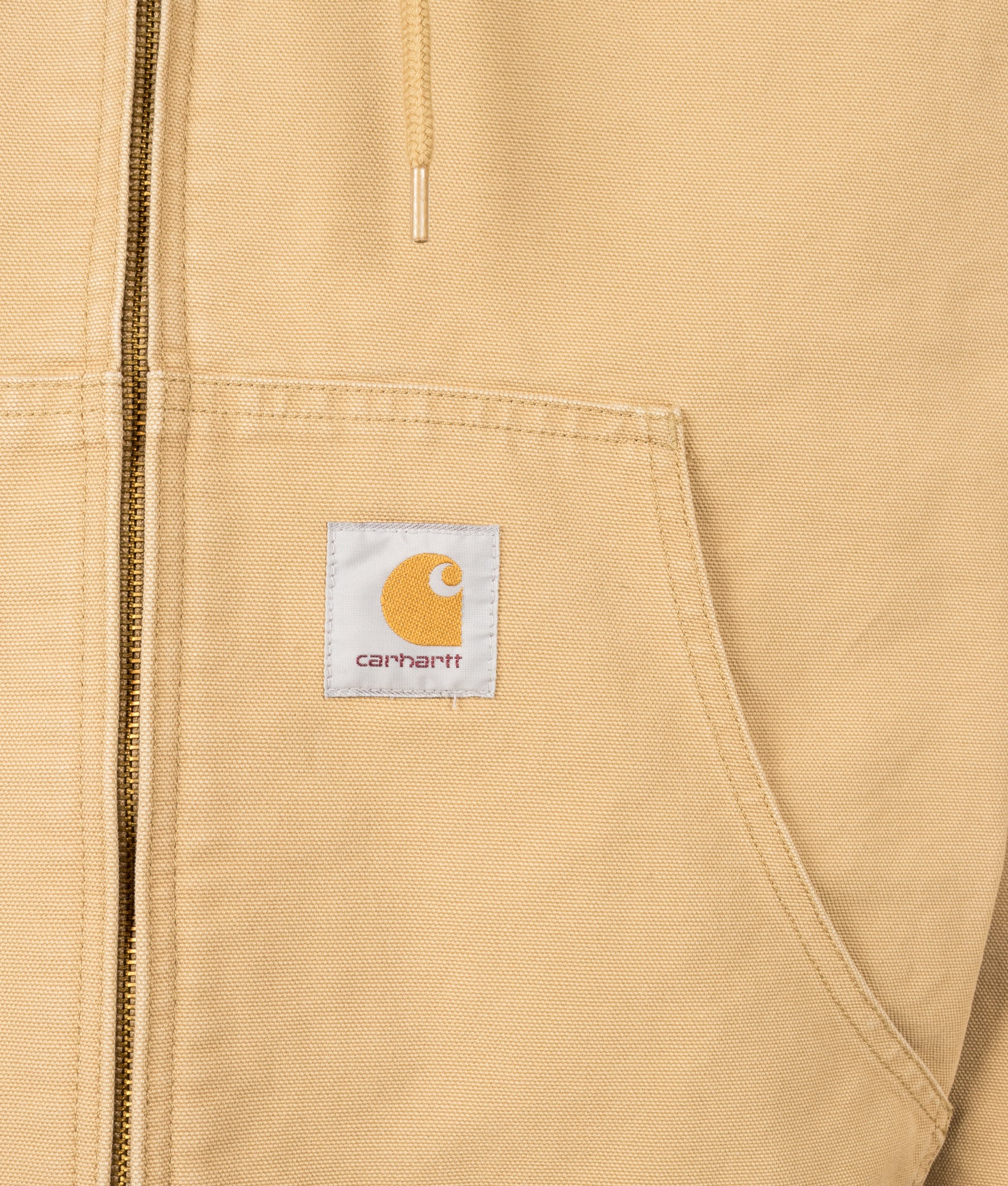 Carhartt WIP Loose Fit OG Active Jacket  in WIP Dusty H at EQVVS Menswear. Detail shot.