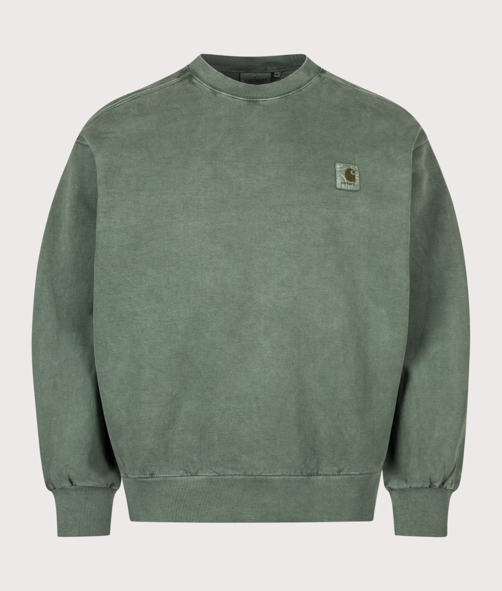 Carhartt WIP Balloon Fit Vista Sweatshirt in Dark Scarab at EQVVS Menswear. Front shot.