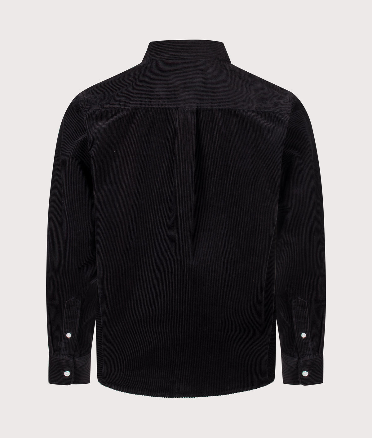 Carhartt WIP Regular Fit Madison Cord Shirt in Soot at EQVVS Menswear. Back shot.