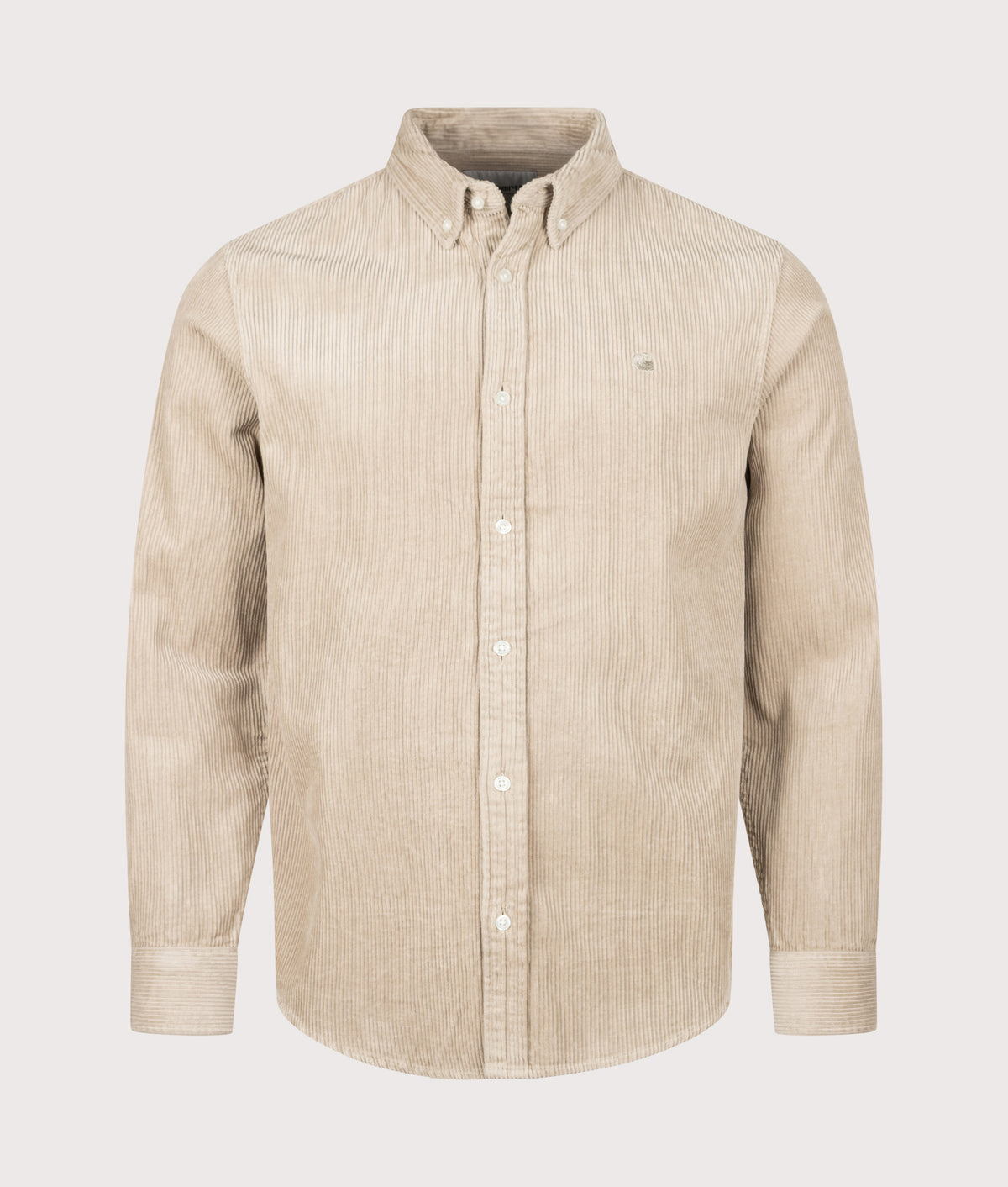 Carhartt WIP Regular Fit Madison Cord Shirt in Wall at EQVVS Menswear. Front shot.