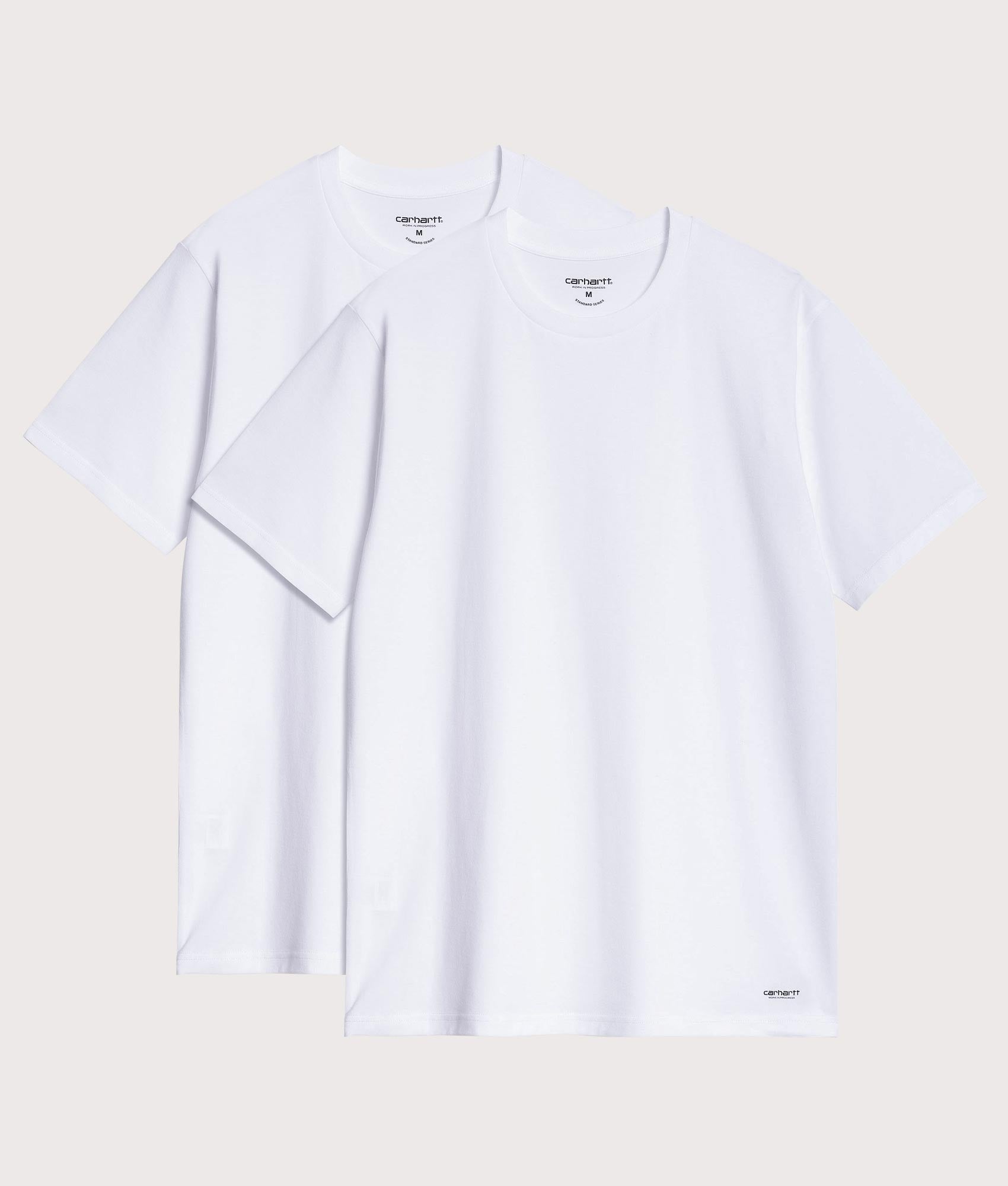 Carhartt WIP 2 Pack Standard Crew Neck T-Shirt in White at EQVVS Menswear. Front shot.