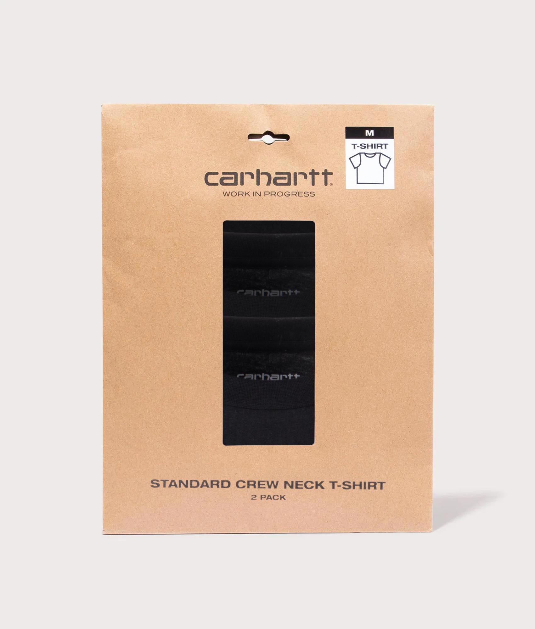 Carhartt WIP 2 Pack Standard Crew Neck T-Shirt in Black at EQVVS Menswear. Package shot.