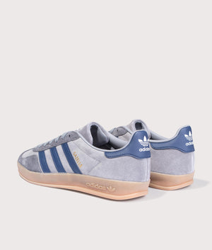 Gazelle Indoor Trainers in Grey/Night Indigo/Grey Five | adidas Originals | EQVVS | Back angle shot