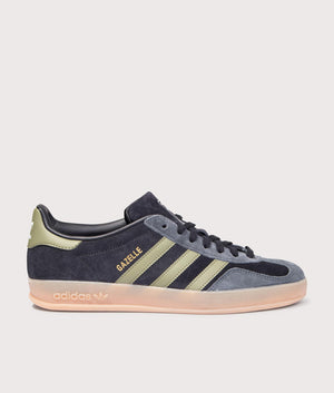 Gazelle Indoor Trainers in Core Black/Focus Olive/Carbon | adidas Original | EQVVS | Side shot 