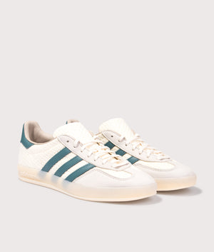 Gazelle Indoor Trainers by adidas Originals in Cream White. Shot by EQVVS. Front detail shot.