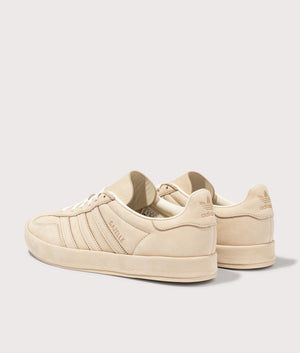 Gazelle Indoor Trainers by adidas in Magic Beige. Shot by EQVVS. Back shot.