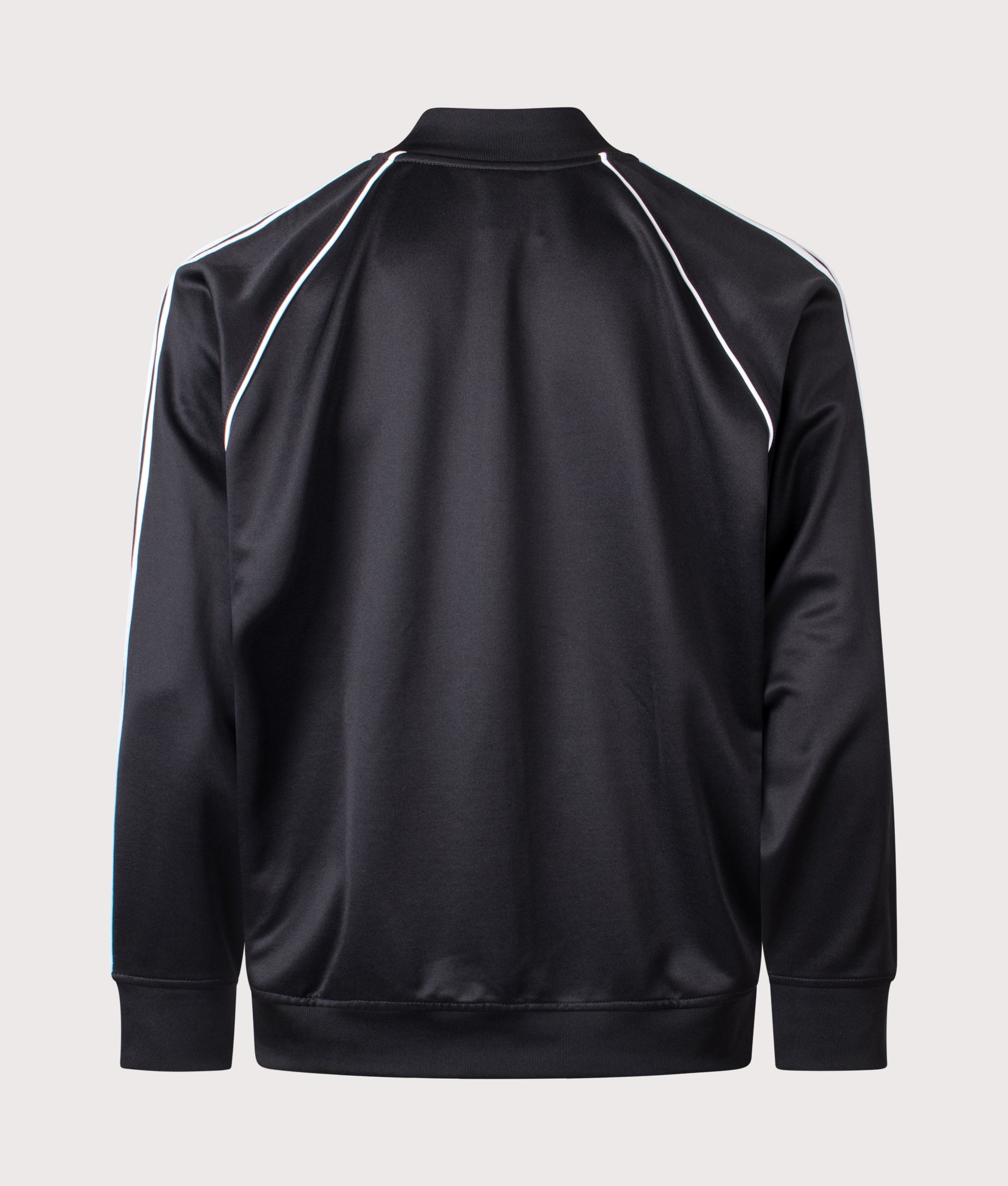 adidas Originals SST Track Top in Black and White at EQVVS Menswear. Angled front shot. Back shot.