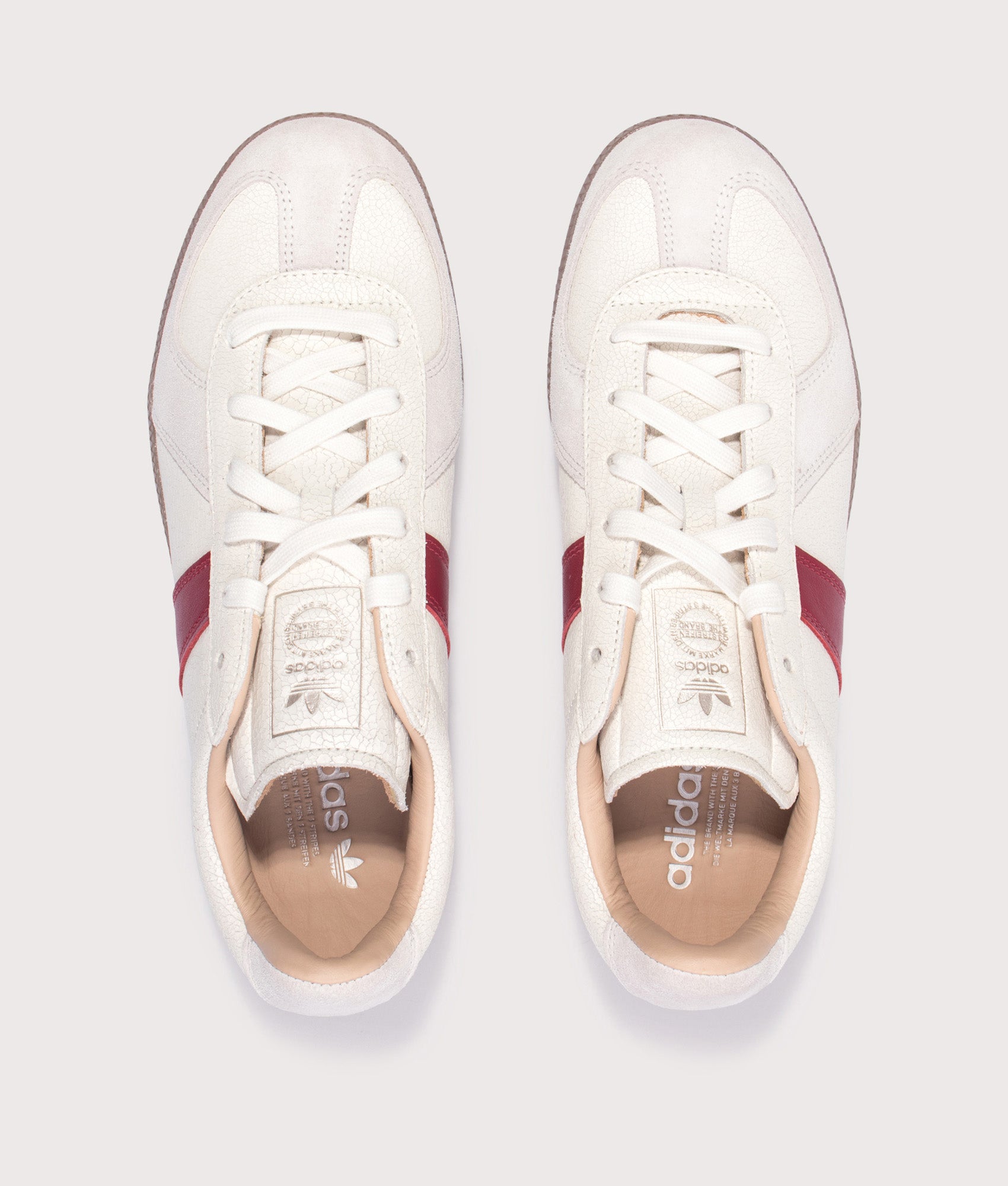 adidas Originals BW Army Shoes in Core White, Team Victory Red and Gum 5 at EQVVS Menswear. Top shot.