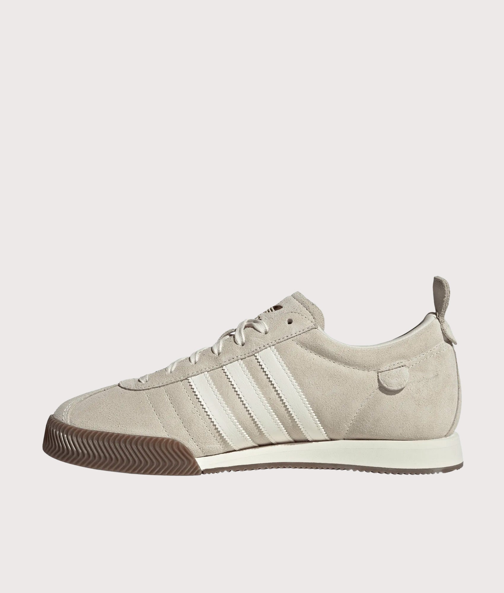 adidas Originals Samba 62 Super Trainers in Off White and Gold Metallic at EQVVS Menswear. Side shot.