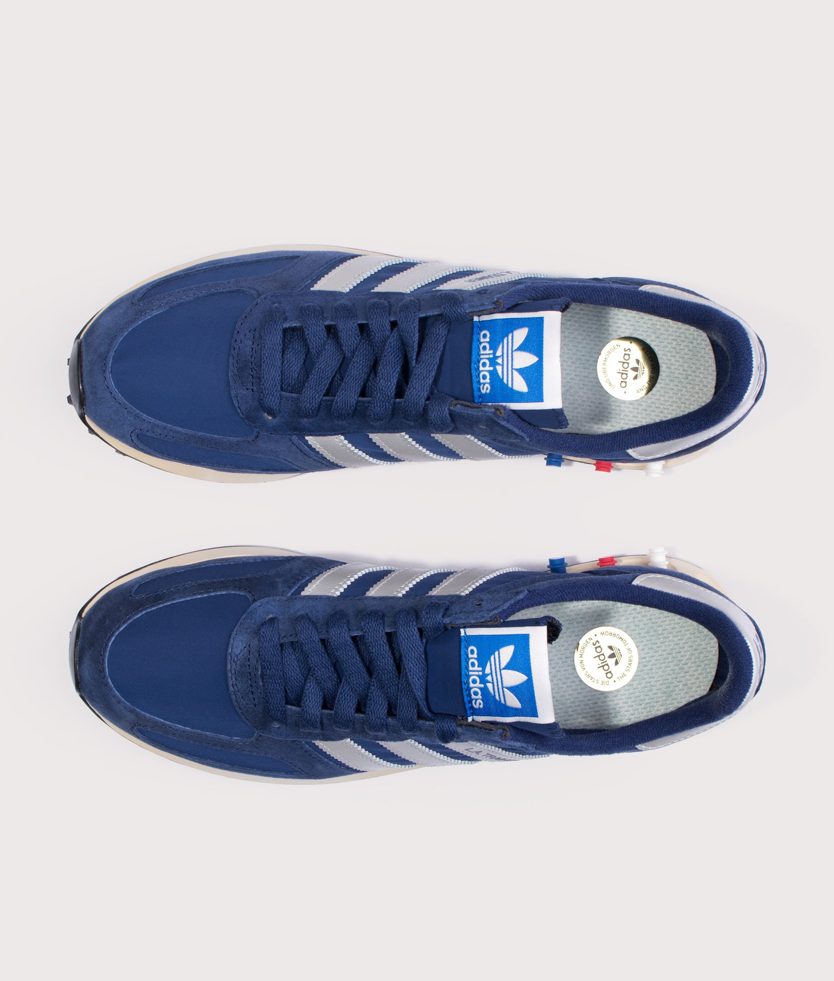 LA Trainer in Dark Blue/Silver Metallic/Off White | adidas Originals | EQVVS | Top shot 