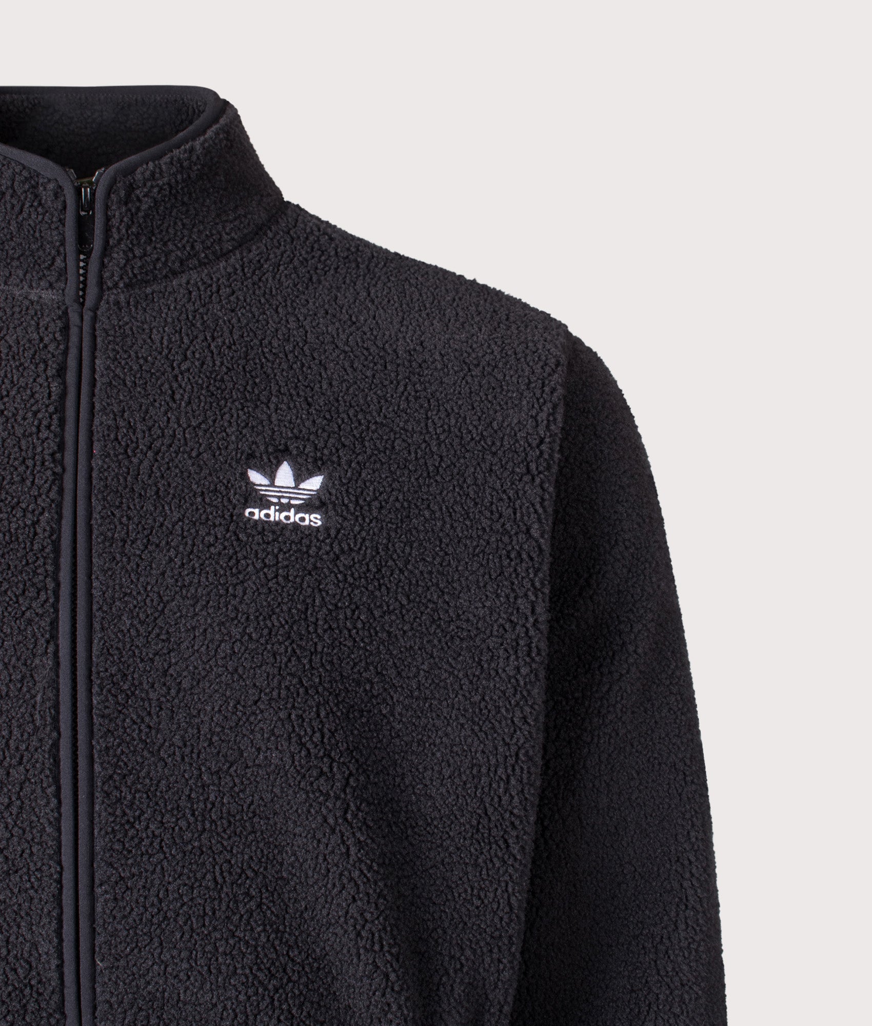 Trefoil Teddy Fleece in Black | adidas Marshall | Shot at EQVVS | Front detail shot 