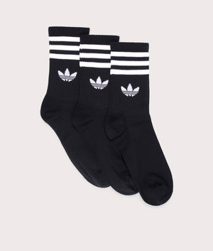 3 Stripes Pack Crew Socks in Black | adidas Originals | EQVVS | Front shot 