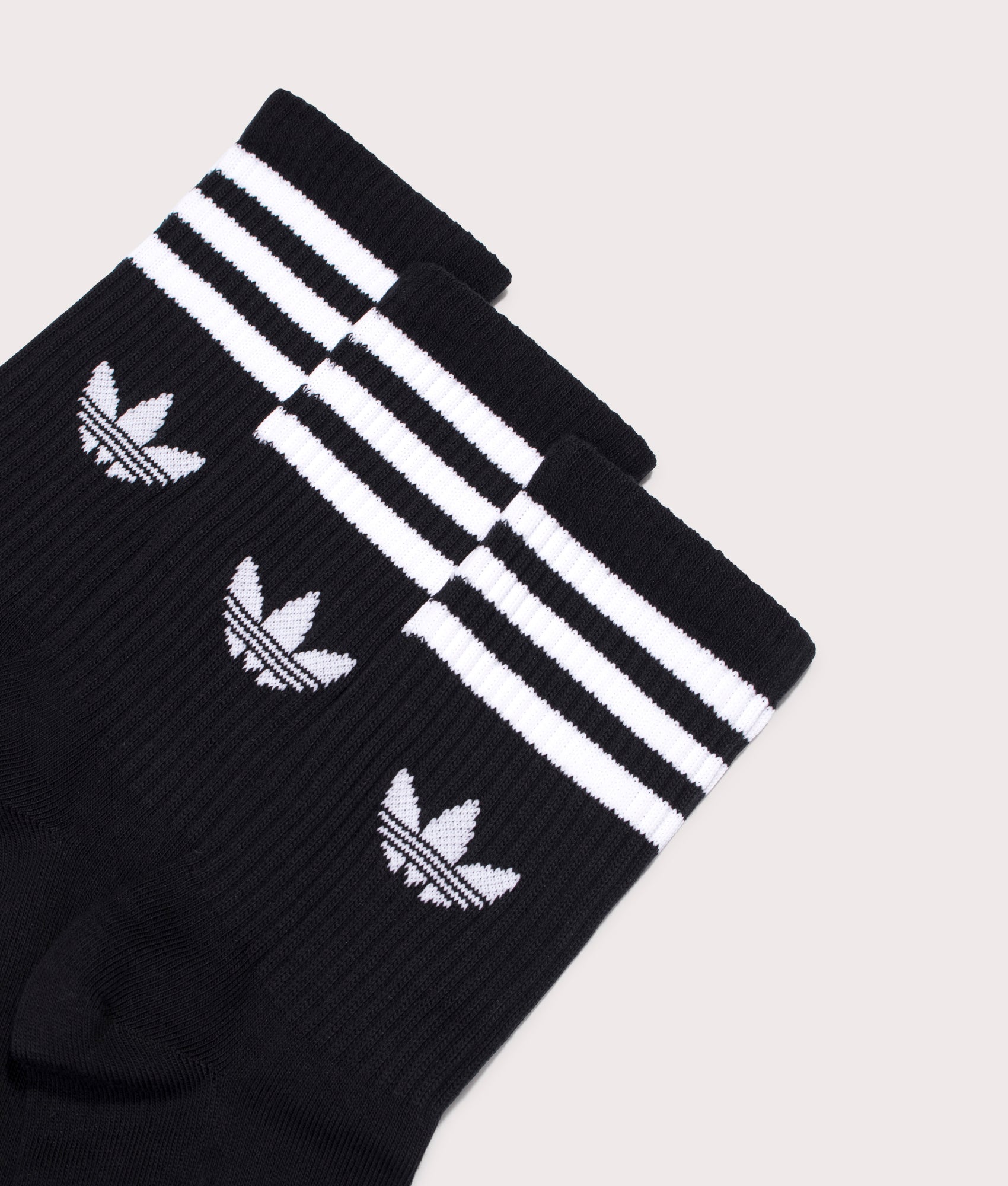 3 Stripes Pack Crew Socks in Black | adidas Originals | EQVVS | Front shot 