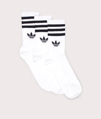 3 Pack 3 Stripes Crew Socks: JV7401 White/White/White 
