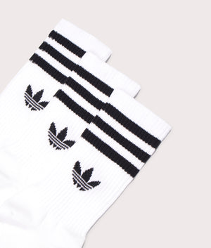  Stripes Pack Crew Socks in White | adidas Originals | EQVVS | Detail shot 