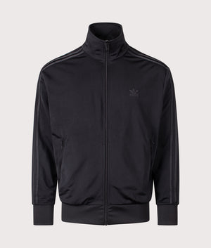 Firebird Track Top by adidas Originals in Black/Black. Shot by EQVVS. Front shot.