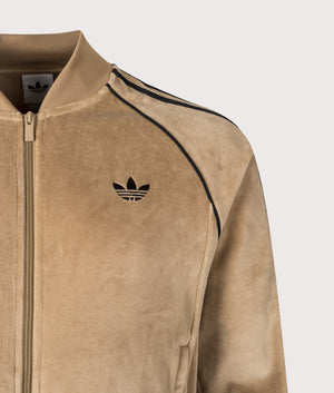 SST Track Top by adidas Originals in Cardboard. Shot by EQVVs. Detail shot.