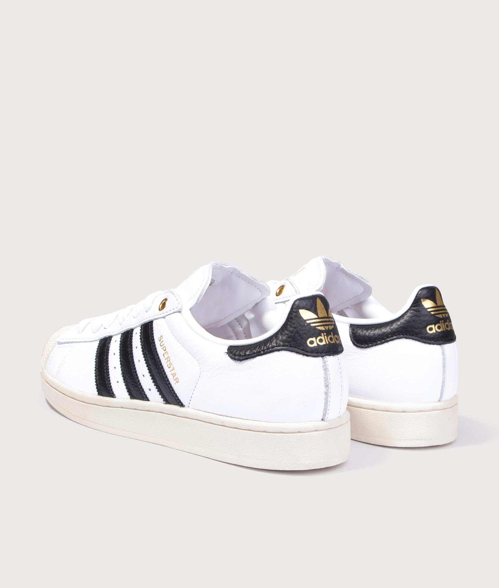 adidas Originals Superstar II Trainers in Cloud White, Core Black and Off White at EQVVS Menswear. Angled back shot.