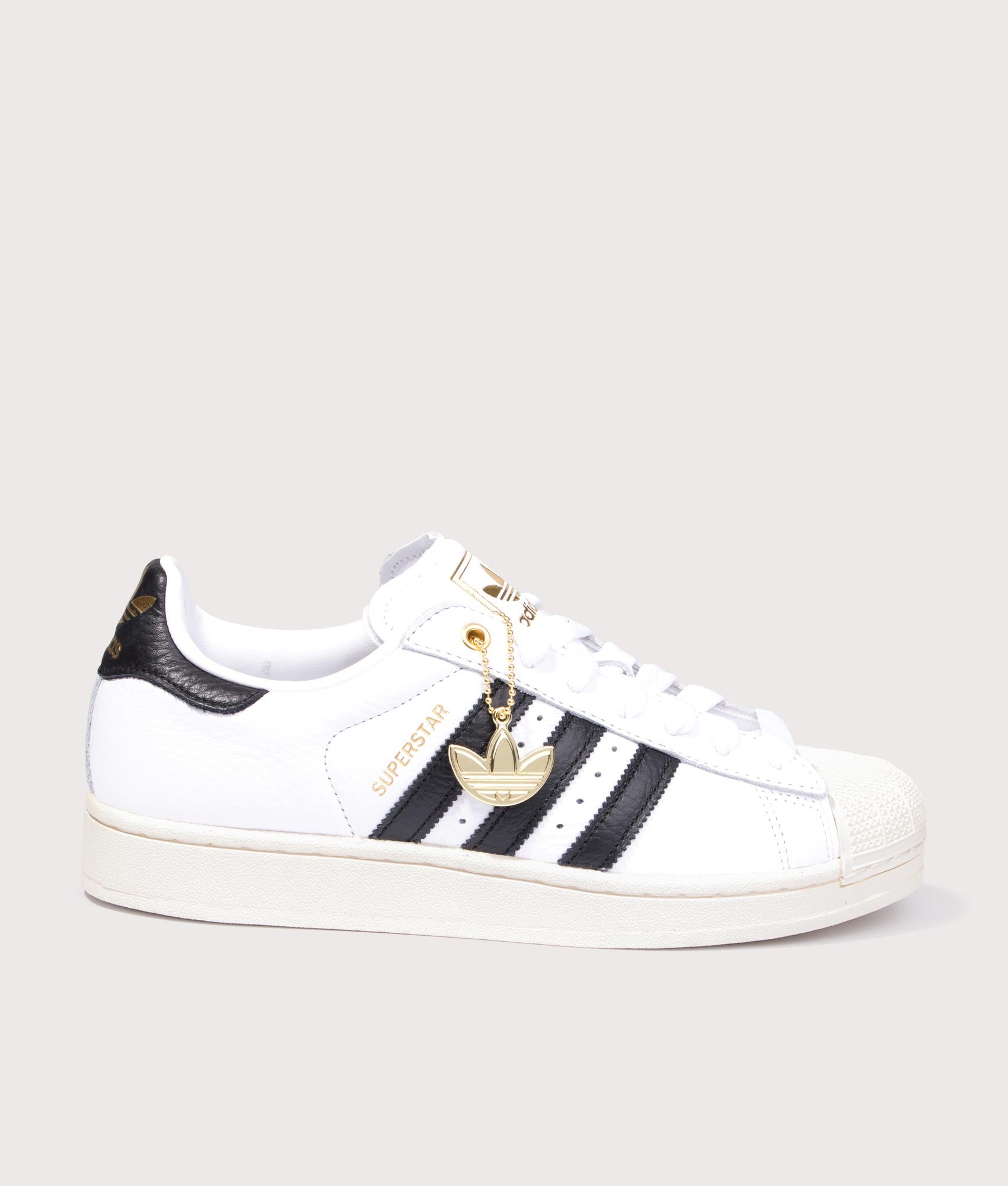 adidas Originals Superstar II Trainers in Cloud White, Core Black and Off White at EQVVS Menswear. Side shot.