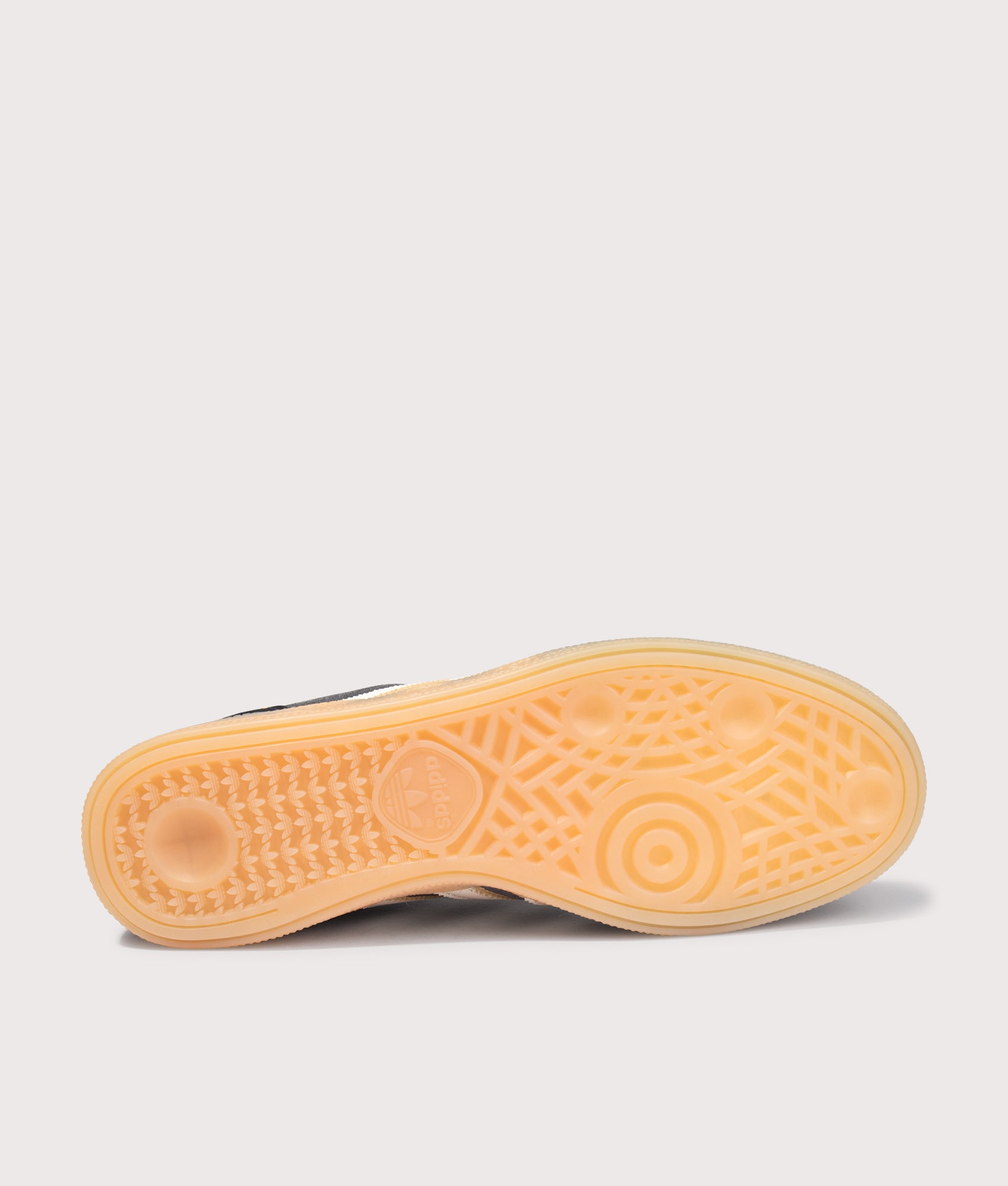 adidas Originals Handball Spezial Trainers in Carbon/Off White/Core Black at EQVVS Menswear. Tread shot.