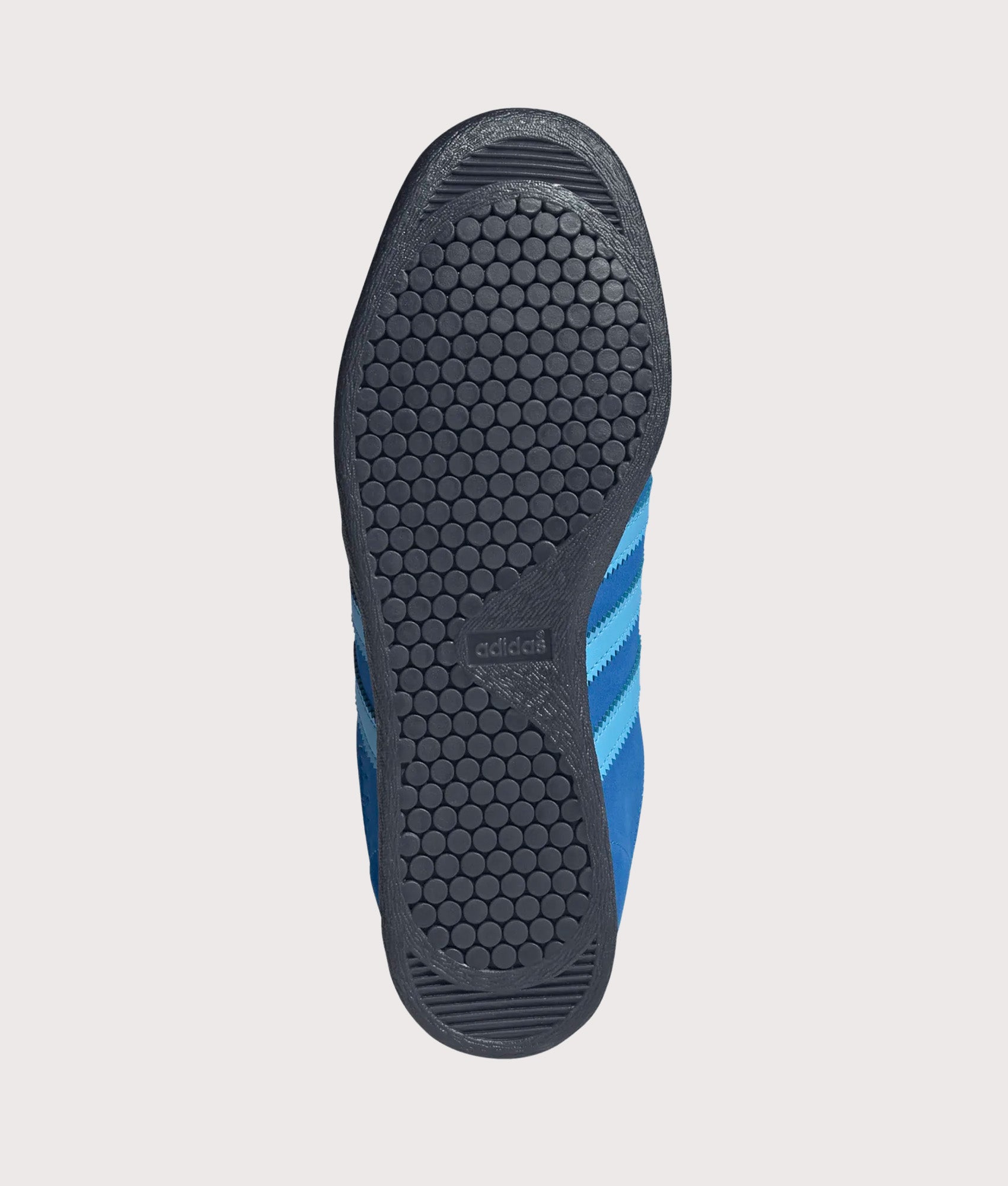 adidas Originals Stadt Trainers in Bright Royal, Semi Blue Burst and Shadow Navy at EQVVS Menswear. Tread shot.