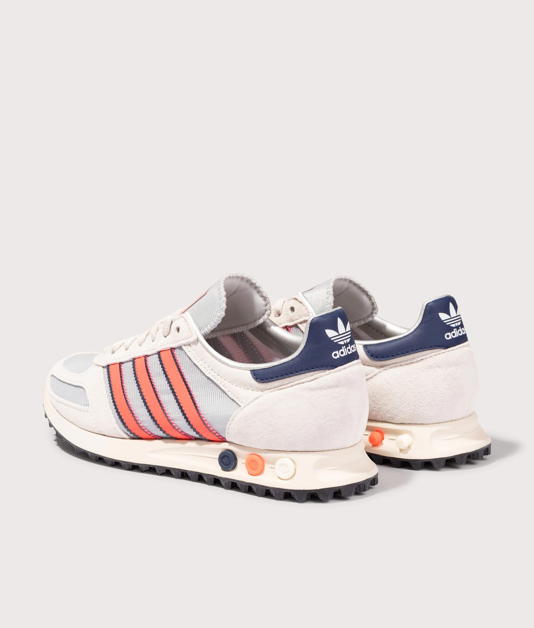 LA Trainer OG in Silver Metallic/Supcol/Dark Blue | adidas Originals | EQVVS | Back angle shot 