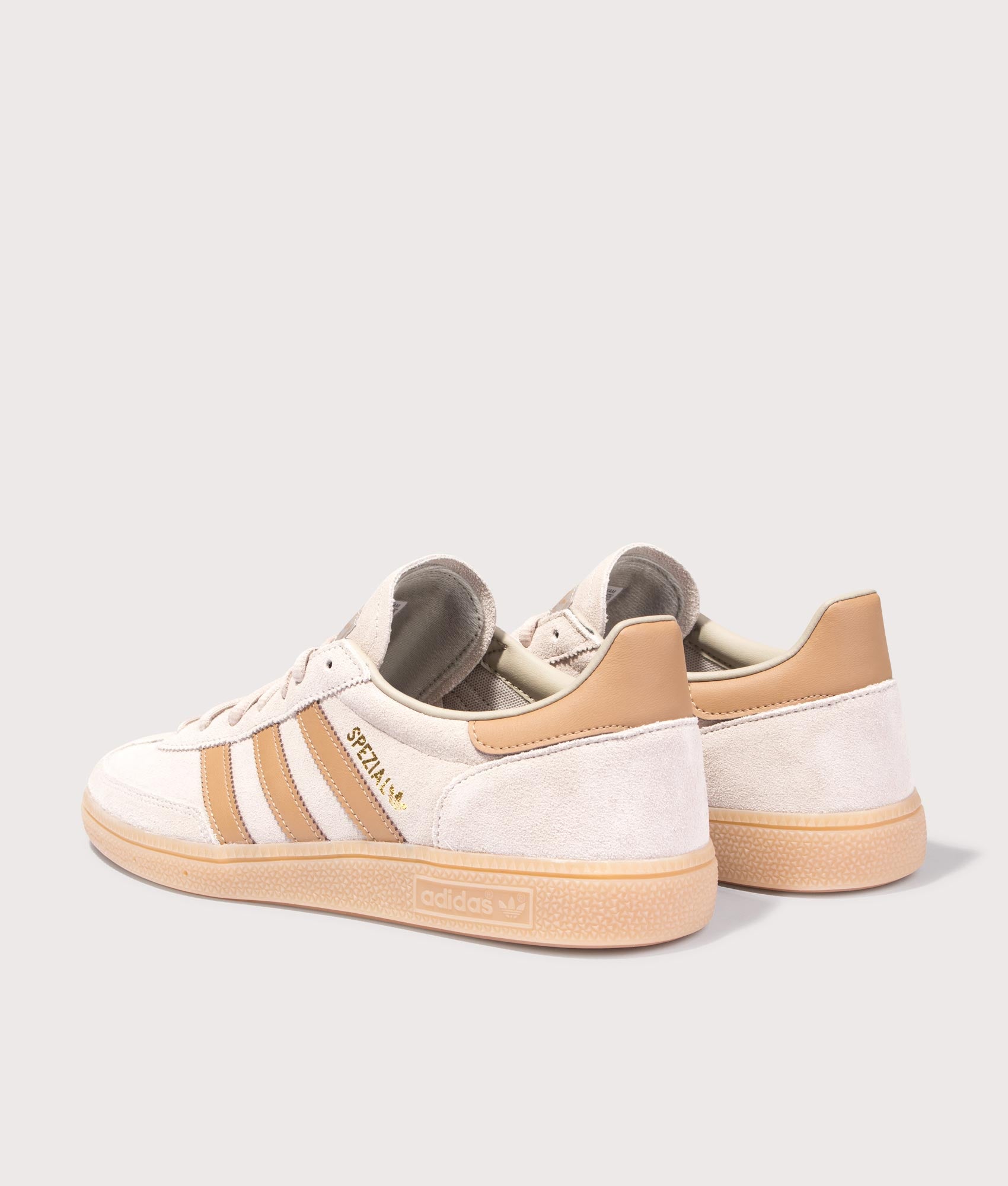 Handball Spezial Trainers in Wonder Beige/Carboard/Gum | adidas Originals | EQVVS | Back angle shot 
