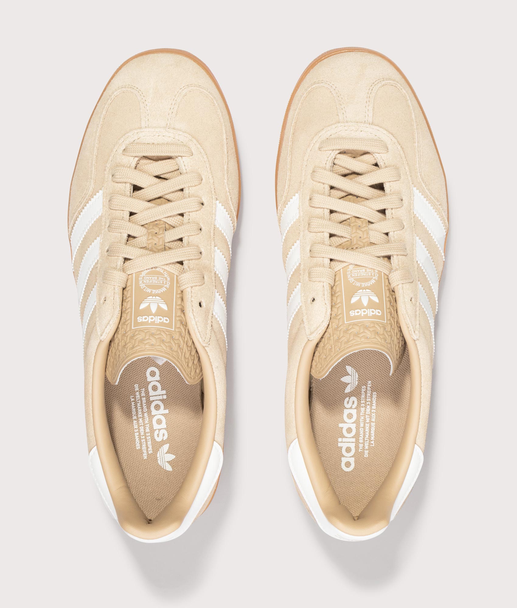 Gazelle Indoor Trainers in Magic Beige/Cream White/Gum2 | adidas Originals | EQVVS | Top shot 