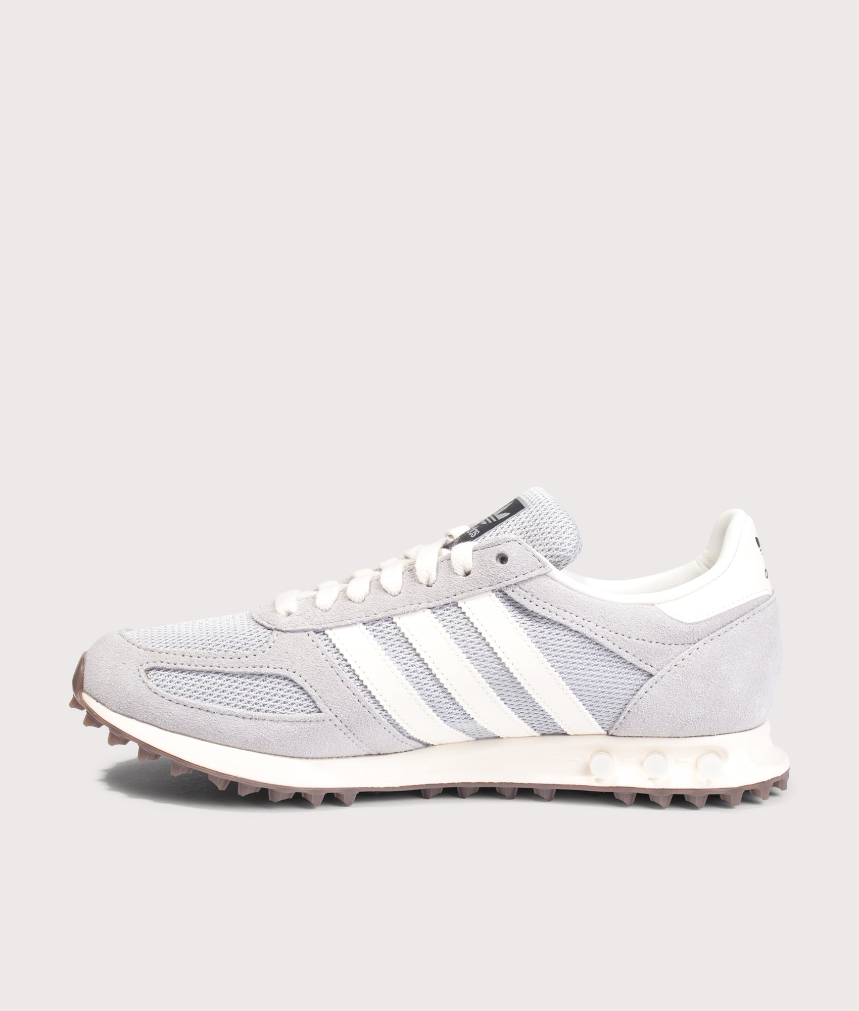 adidas Originals LA Trainer OG in Grey Two, Grey One and Off White at EQVVS Menswear. Inner side shot.