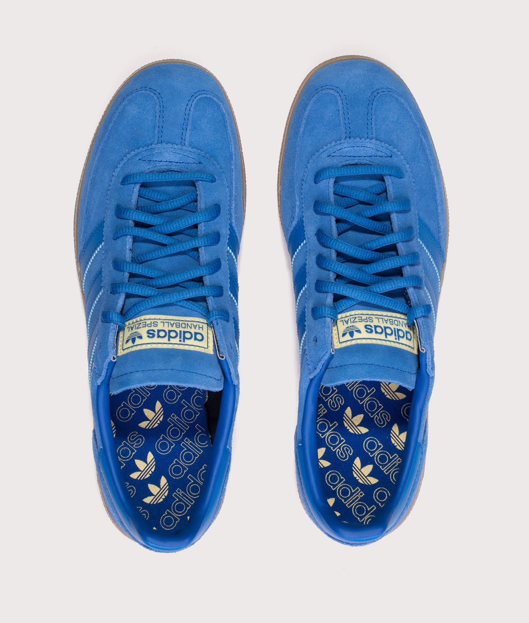 adidas Originals Sweden Handball Spezial Trainers in Royal Blue at EQVVS Menswear. Top shot.