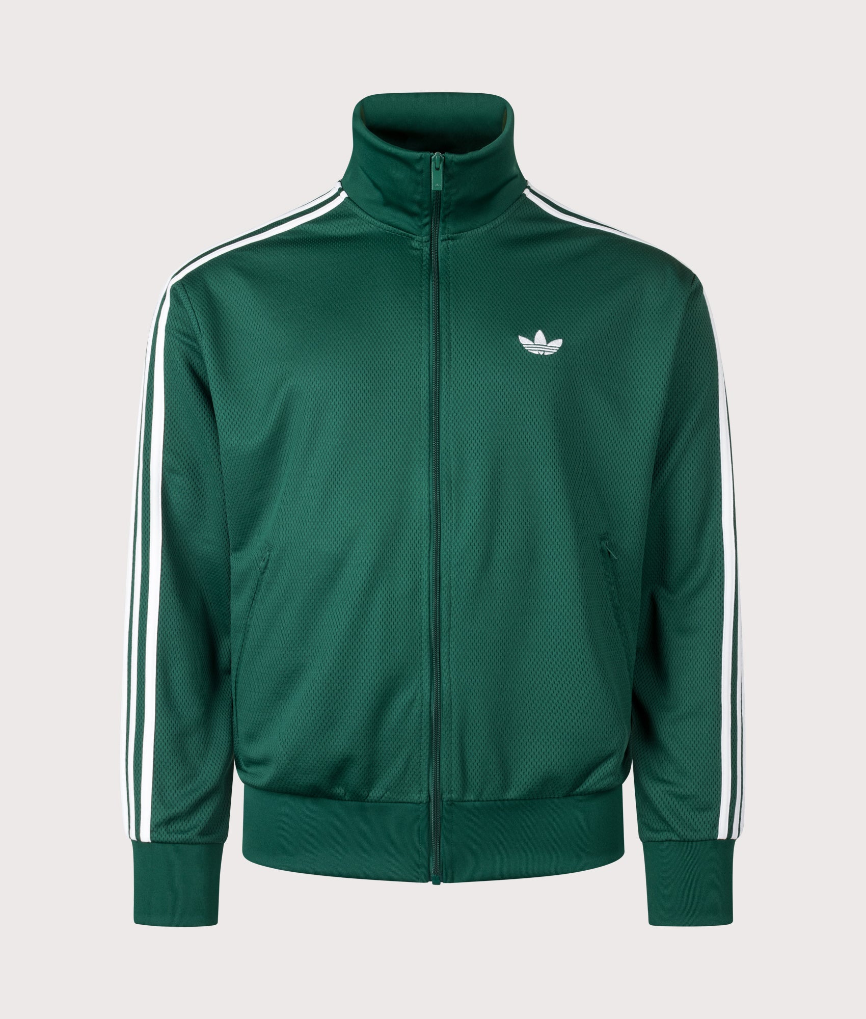 adidas Originals Firebird Track Top  in Collegiate Green at EQVVS Menswear. Front shot.