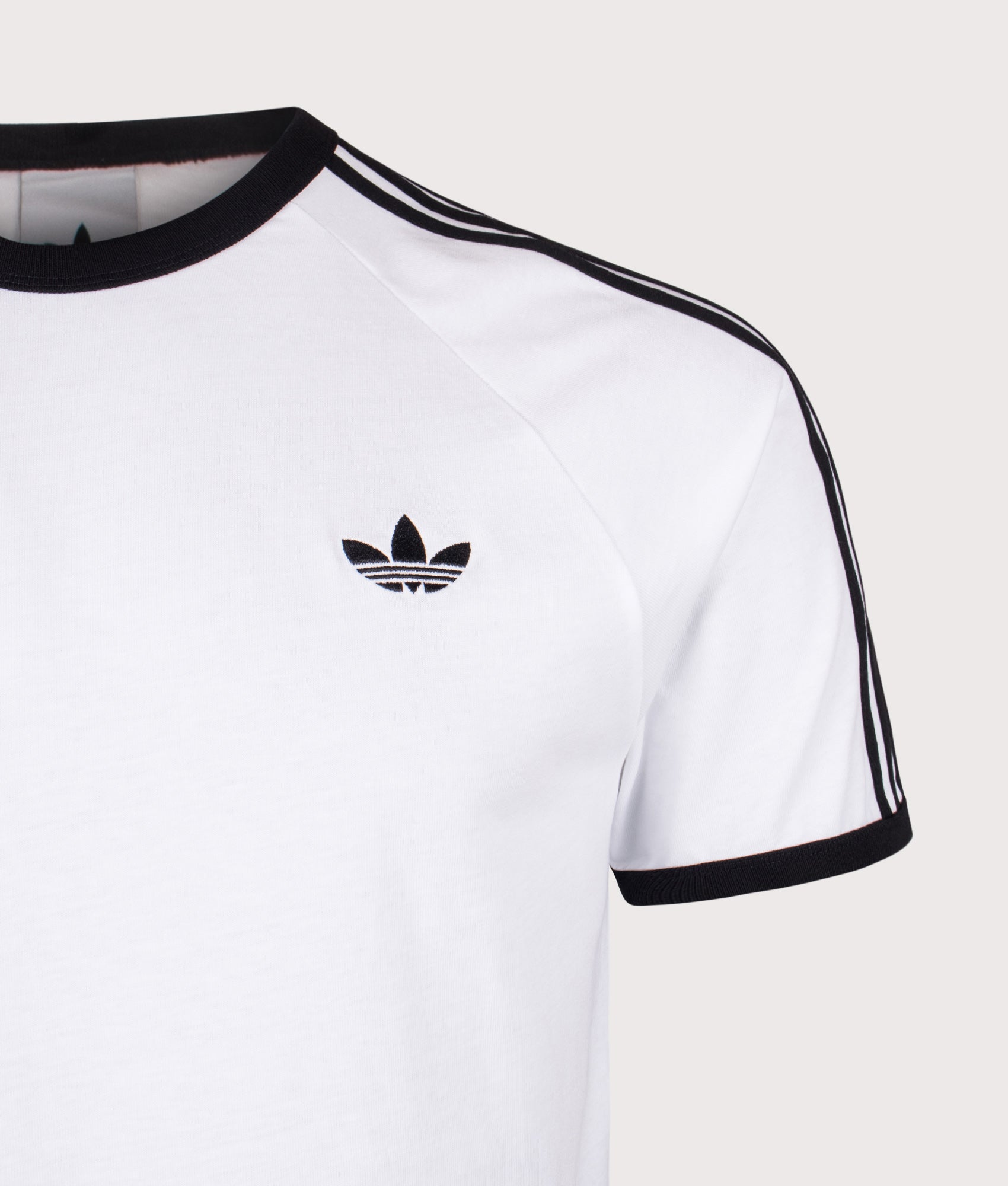 Slim Fit Adicolor Classics 3-Stripes T-Shirt in White | adidas Originals | EQVVS | Front detail shot 