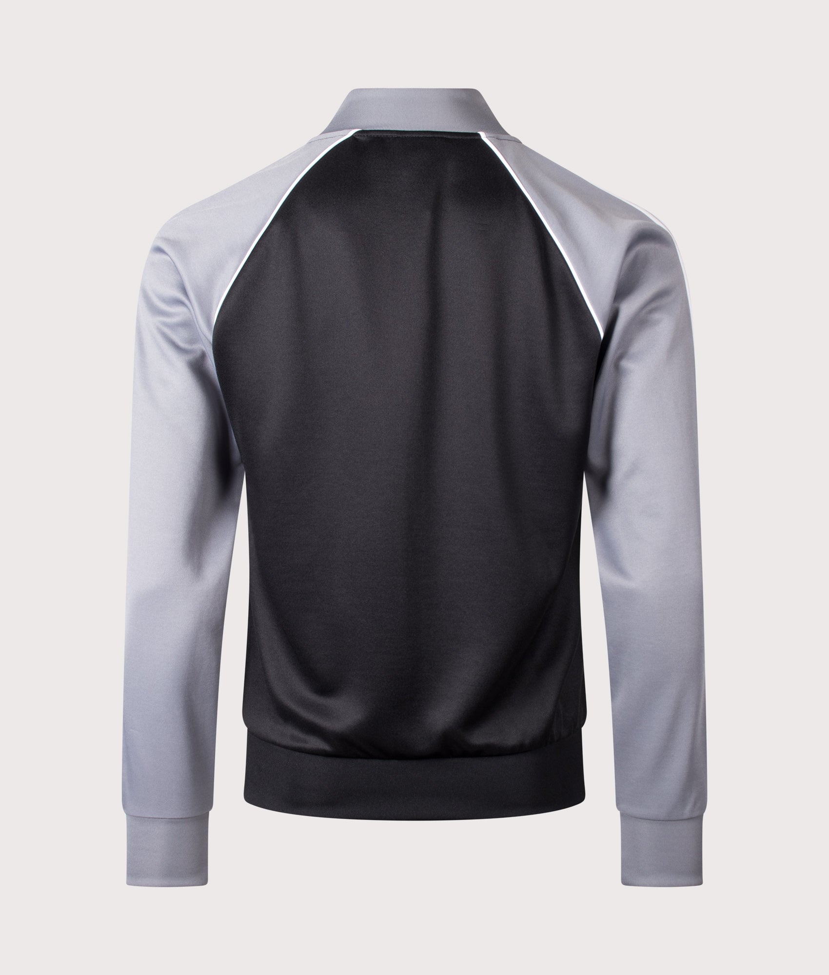 adidas Originals Slim Fit SST Track Top in Black, Grey and White at EQVVS Menswear. Back shot.