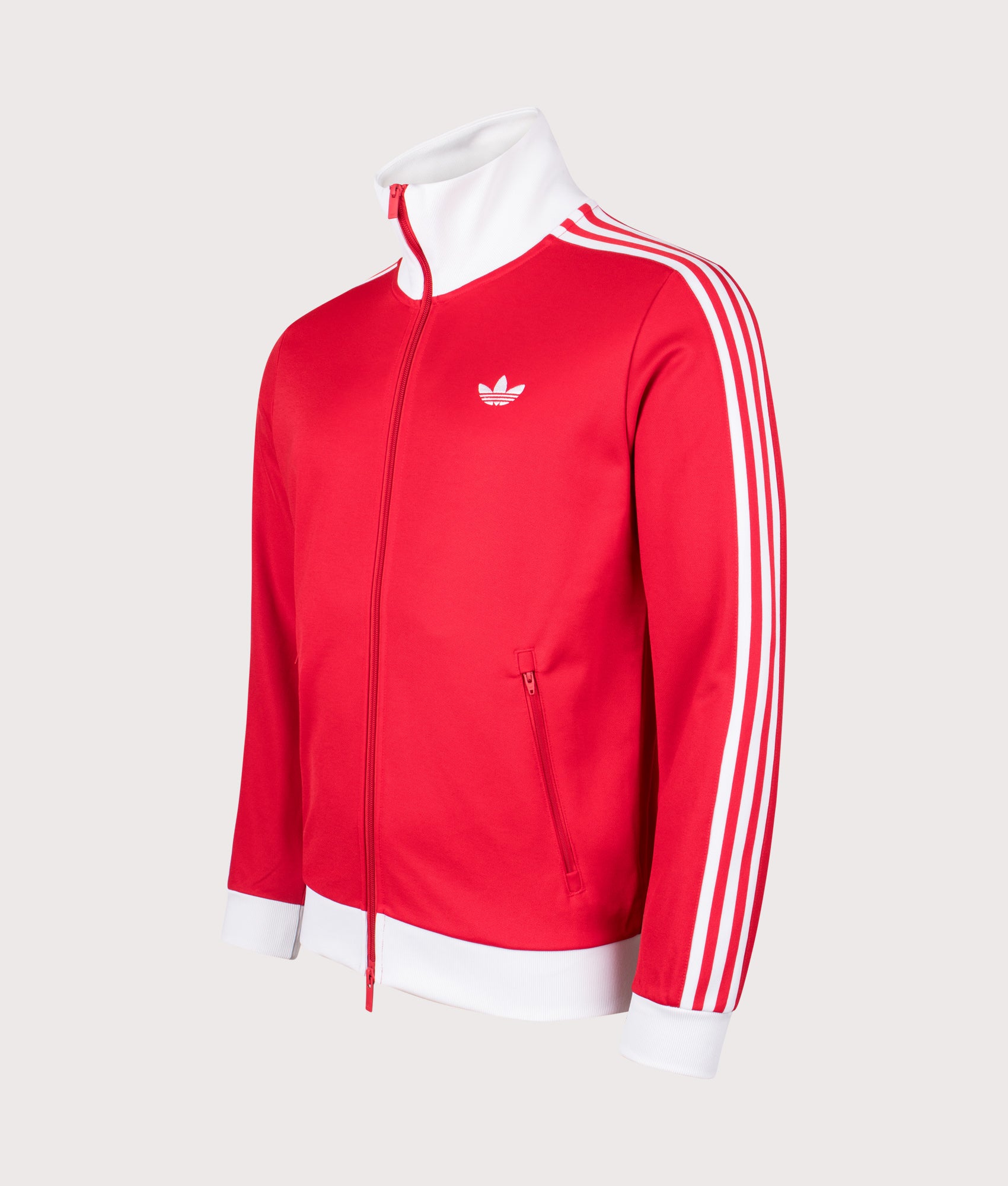 Slim Fit Classic Track Top in Better Scarlet | adidas Originals | EQVVS | Front angle shot 