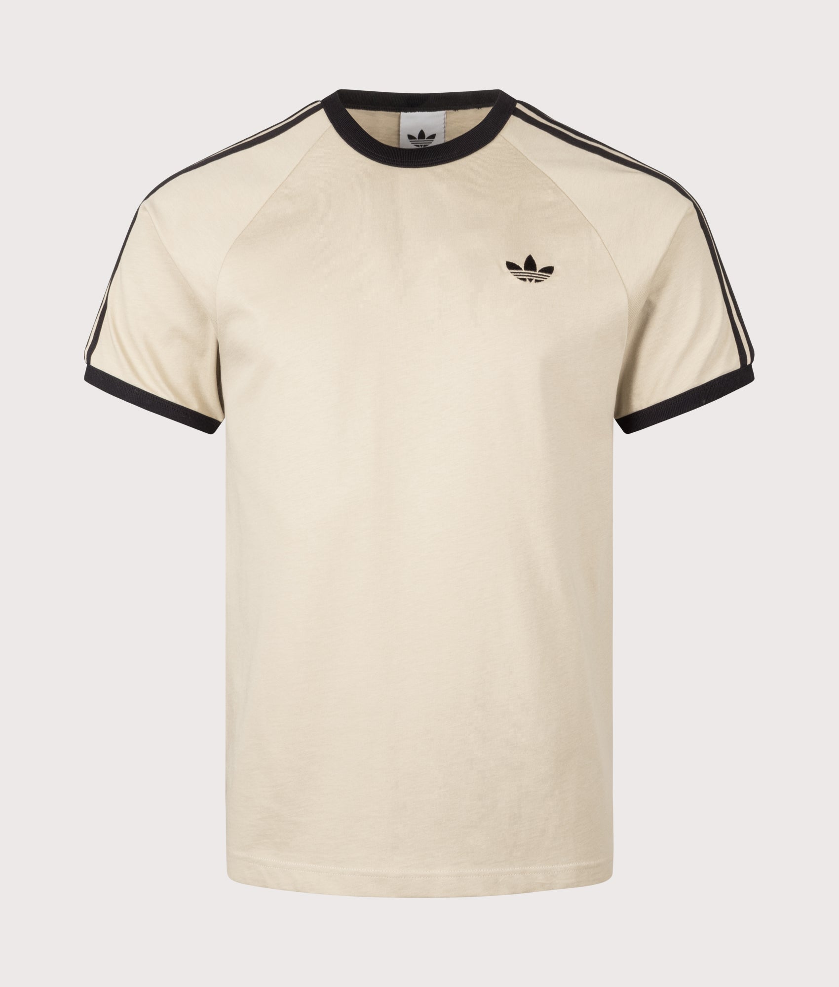 Slim Fit Adicolor Classics 3-Stripes T-Shirt in Stone Khaki | adidas Originals | EQVVS | Front shot 