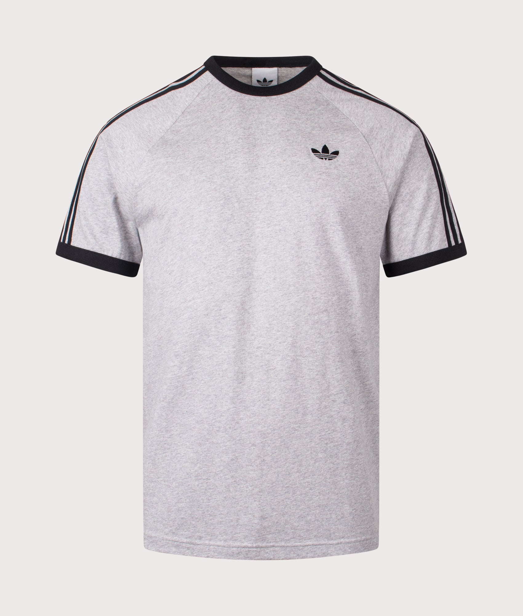 adidas Originals Adicolor Sport 3 Stripes T-Shirt in Medium Grey Heather at EQVVS Menswear. Front shot.