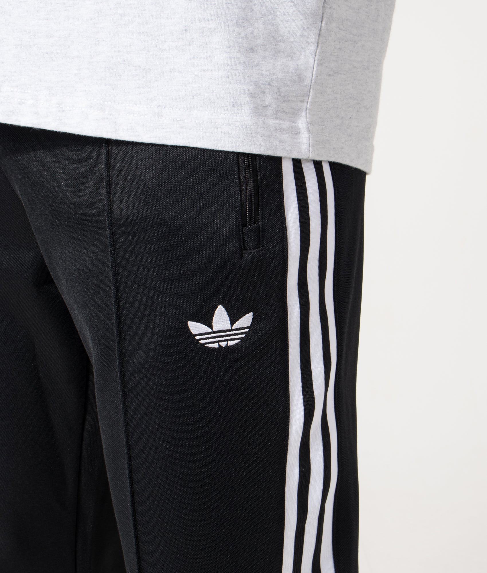 adidas Original Classic Track pant in  Black at EQVVS Menswear. Detail shot.