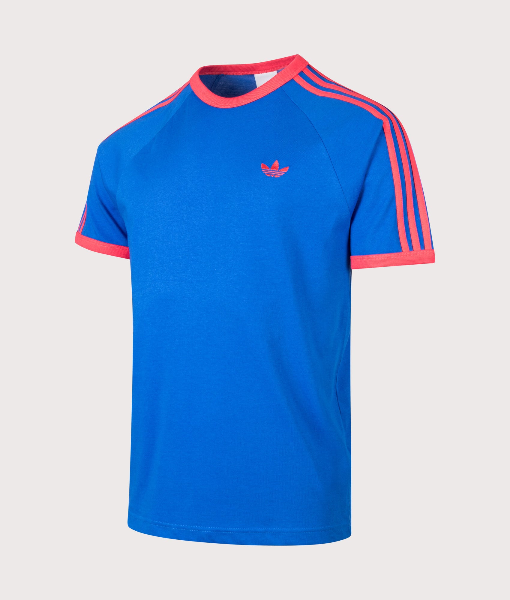 adidas Originals Adicolor Classics 3 Stripes T-Shirt in Blue at EQVVS Menswear. Angled front shot.