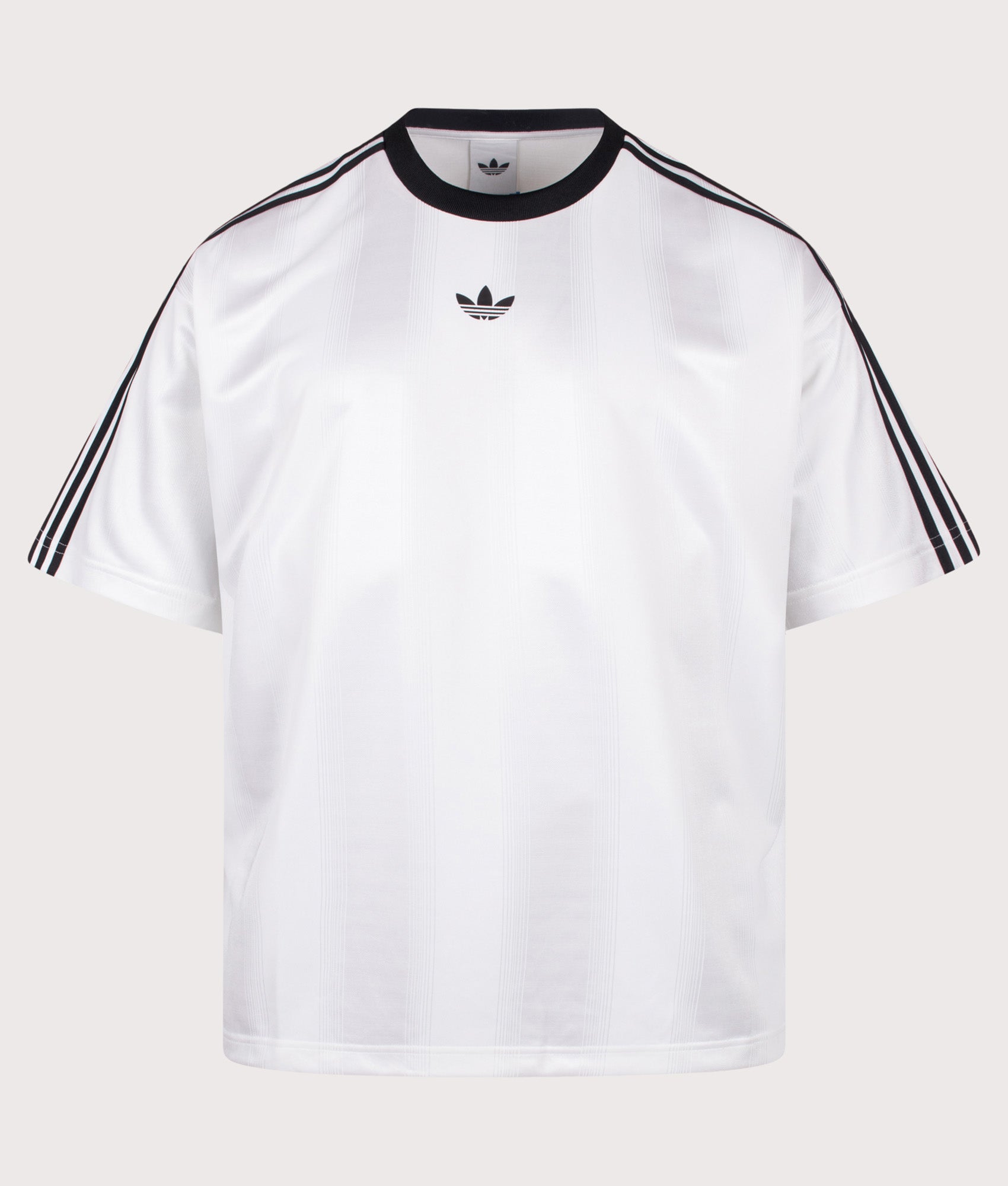 adidas Originals release the Oversized Fit Adicolour Jacquard Jersey T-Shirt in White at EQVVS Menswear. Front shot.